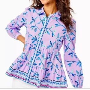 NWOT Lilly Pulitzer Size Small Kennia Stretch Top Purple Iris Slathouse